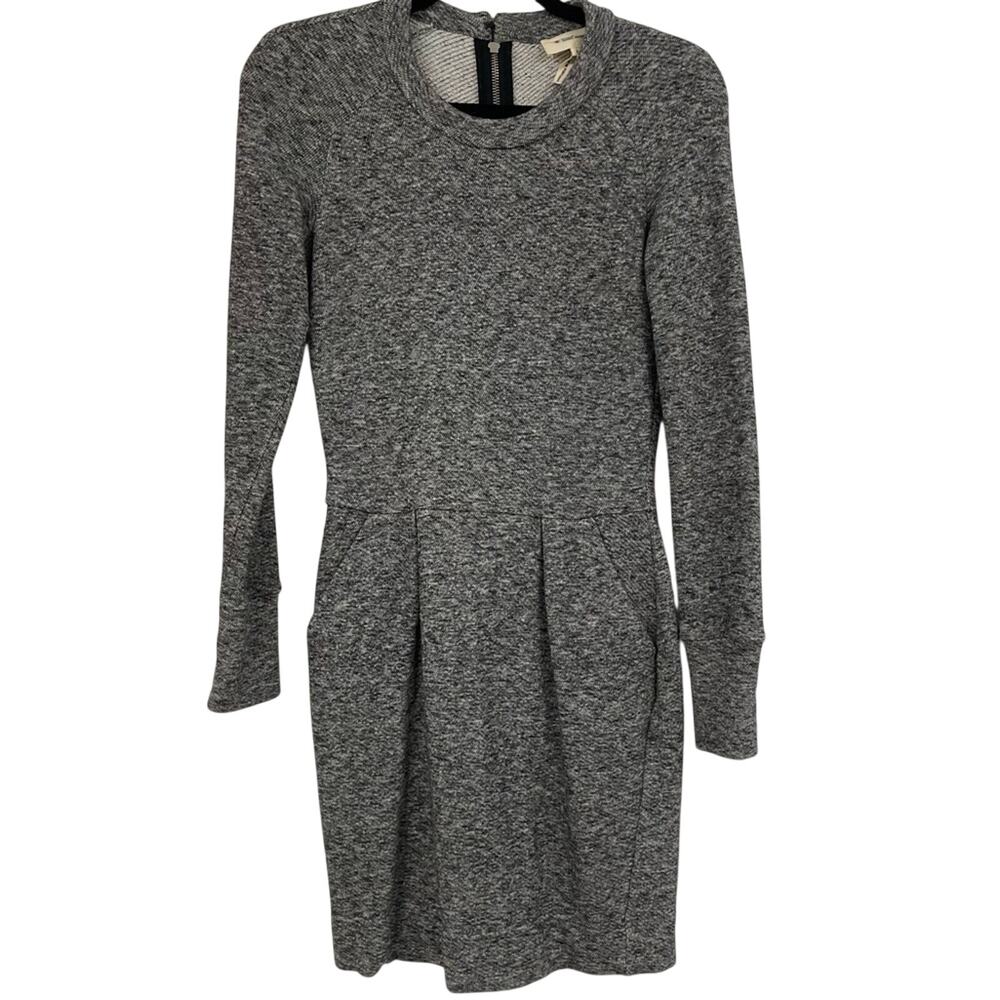 Etoile Isabel Marant Grey Marled Knit Long Sleeve Mini Dress Womens 2 Preppy
